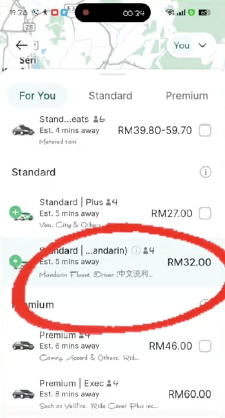 malaysia chinese speaker option grab